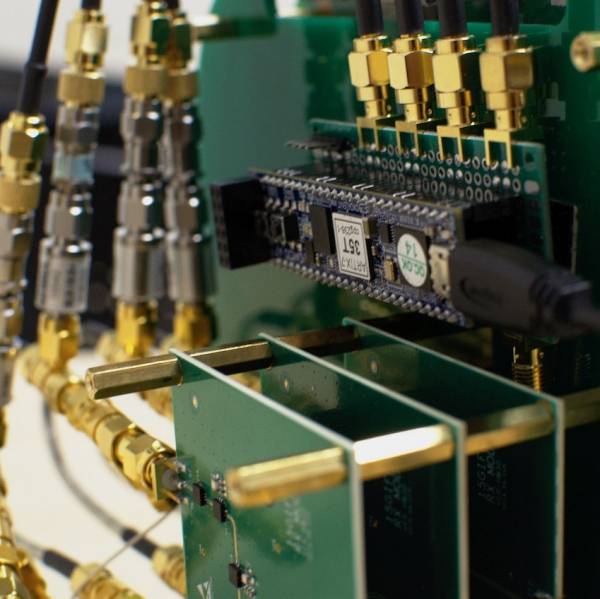 Circuit boards used to build the M-Cube mmWave software-defined radio
